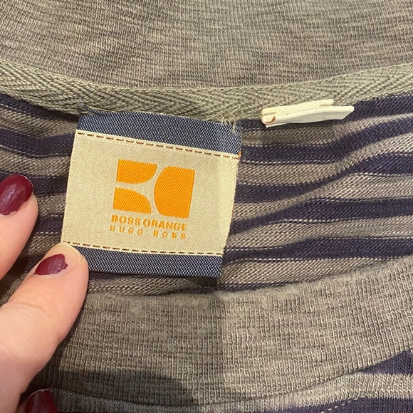 Like New Men's Grey and Purple Striped Sweater Hugo Boss - XL - Picture 3 of 4